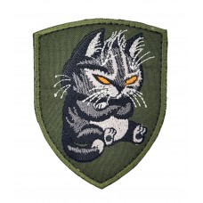 Шеврон Котик Олива (размер 7х8.5 см)