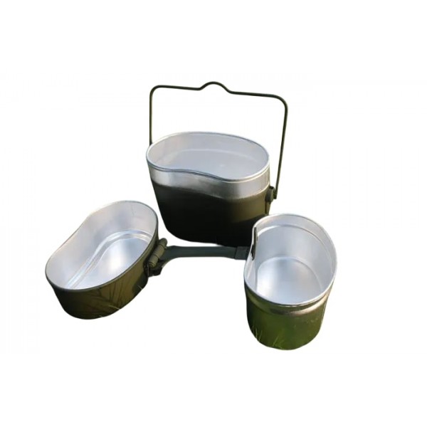 Котелок армейский походный алюминиевый из трех предметов (162х95хH170 мм) Олива - 3585439 Котелок армейский походный алюминиевый из трех предметов (162х95хH170 мм) Олива - 3585439