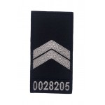 Погон на липучці Поліції Молодший сержант з номером Чорний (розмір 5х10 см)