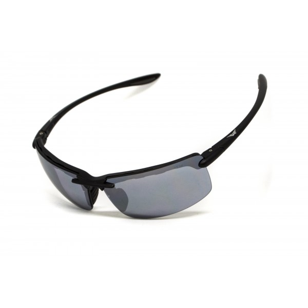 Очки защитные Global Vision Wheelin Black (flash mirror) серые зеркальные линзы в черной оправе - 3587220