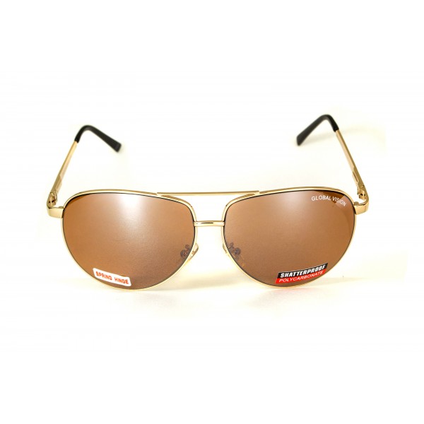 Окуляри захисні відкриті Global Vision Aviator-4 (drive mirror) коричневі - 3587121