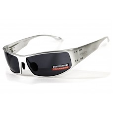 Окуляри захисні відкриті Global Vision Bad-Ass-2 Silver (gray), сірі у сріблястій металевій оправі