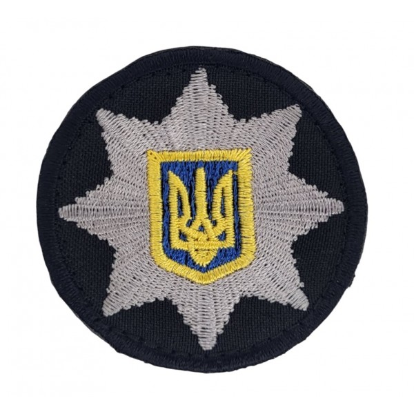 Шеврон кокарда Полиции Черный (размер 6х6 см) - 3443083