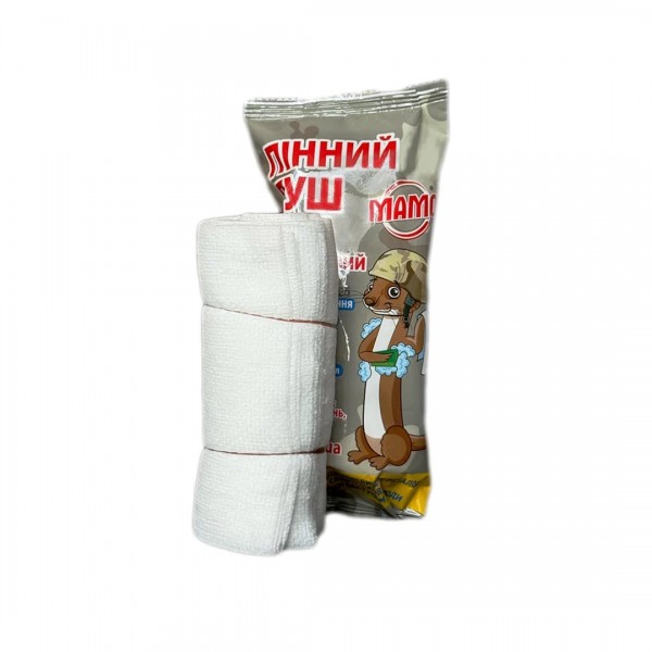 Сухой пенный душ одноразовый МАМО (2 больших полотенца из спанлейса 40×50 см + пенный спонж из Испании с 4 г дерматогеля) - 3575920