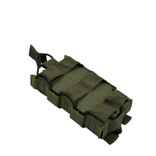 Одинарный штурмовой подсумок для магазинов АК на системе Molle пластиковые бока МК Олива - 3576961