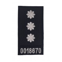 Погон на липучці Поліції з номером Старший лейтенант Чорний (розмір 5х10 см)