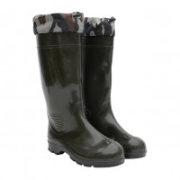Сапоги мужские ПВХ резиновые с манжеткой Торнадо (черная подошва) Олива