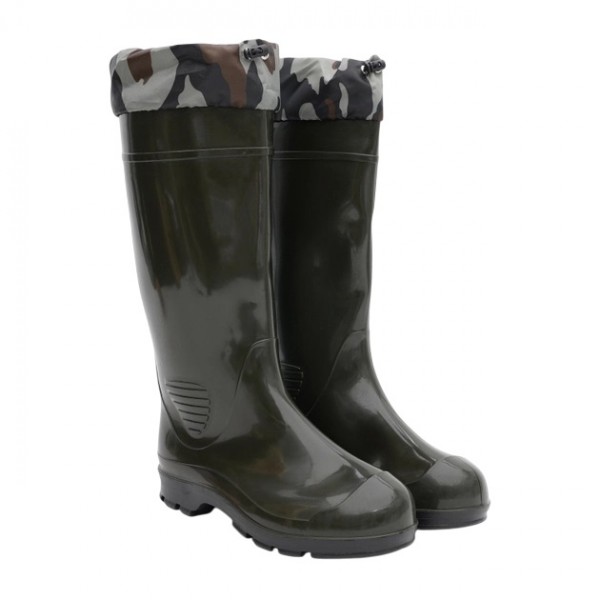 Сапоги мужские ПВХ резиновые с манжеткой Торнадо (черная подошва) Олива - 3586713