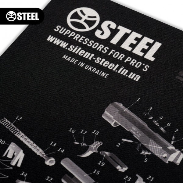 Коврик Steel для чистки оружия с взрыв-схемой пистолета ФОРТ 12 - 3586731 Коврик Steel для чистки оружия с взрыв-схемой пистолета ФОРТ 12 - 3586731