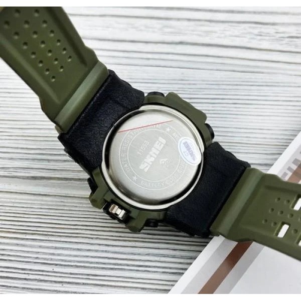 Часы тактические мужские влагостойкие Skmei 1155B Military Green - 3586735