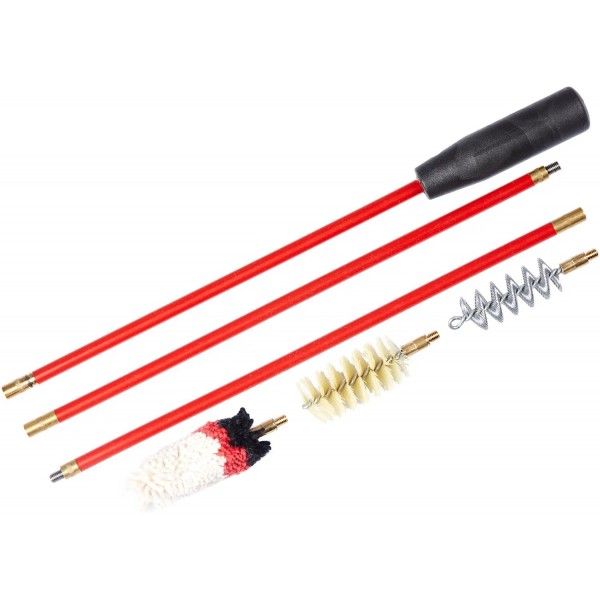 Набор для чистки гладкоствольного оружия калибра 12 в полиэтиленовой упаковке (шомпол стальной в пластиковой оплетке, ерш щетинной, спиральный, шерстяной) - 3588528