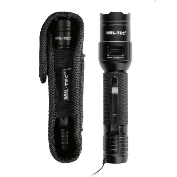 Тактический мини-фонарь с зарядкой черный Mil-Tec Германия - 3588746 Тактический мини-фонарь с зарядкой черный Mil-Tec Германия - 3588746