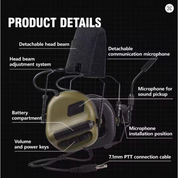 Навушники тактичні Arm Next Tactical Electronic Shooting Earmuffs F-1E Олива - 3588808 Навушники тактичні Arm Next Tactical Electronic Shooting Earmuffs F-1E Олива - 3588808