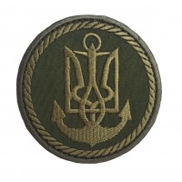 Шеврон ВМС с тризубом Олива (размер 8х8 см)