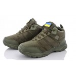 Ботинки зимние A9004-9 с мехом плащевка/искуственная кожа зеленые