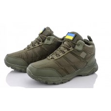 Ботинки зимние A9004-9 с мехом плащевка/искуственная кожа зеленые