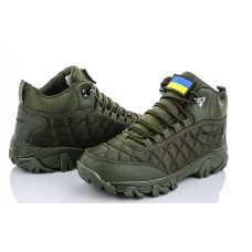 Ботинки зимние Bayota A9000-9 с мехом плащевка/искуственная кожа зеленые