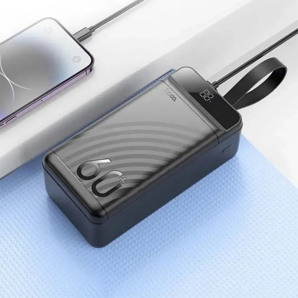 Повербанк Hoco J123C (PD20 W+QC3.0, 60000 mAh) с быстрой зарядкой и фонариком 3хUSB Black - 3592513 Повербанк Hoco J123C (PD20 W+QC3.0, 60000 mAh) с быстрой зарядкой и фонариком 3хUSB Black - 3592513