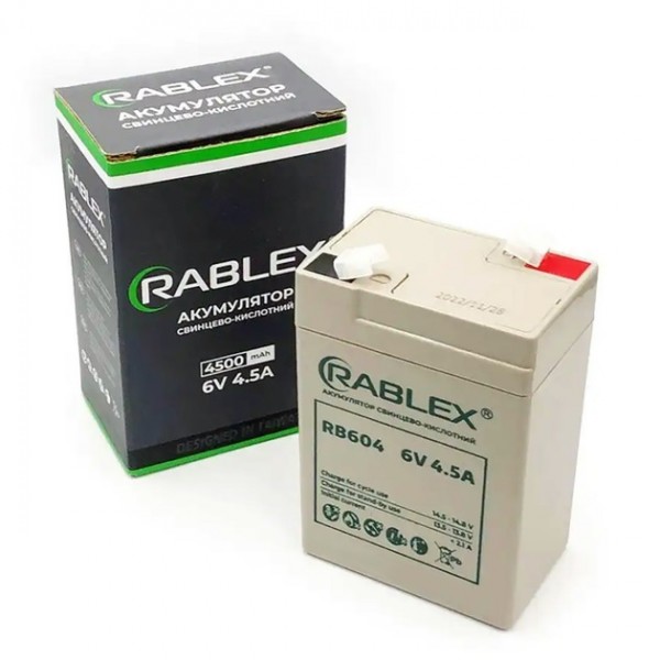 Аккумулятор Rablex RB604 (6 V, 4.5 Ah) для торговых весов, светильников и фонарей - 3592515 Аккумулятор Rablex RB604 (6 V, 4.5 Ah) для торговых весов, светильников и фонарей - 3592515