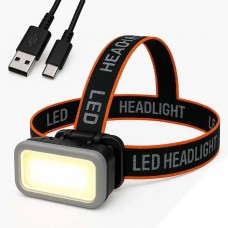 Фонарик налобный аккумуляторный KX-309 с белым и красным светом с USB кабелем