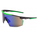 Окуляри захисні Pyramex PMXSPEC (green mirror) Anti-Fog, синьо-зелені дзеркальні лінзи в чорно-зеленій оправі