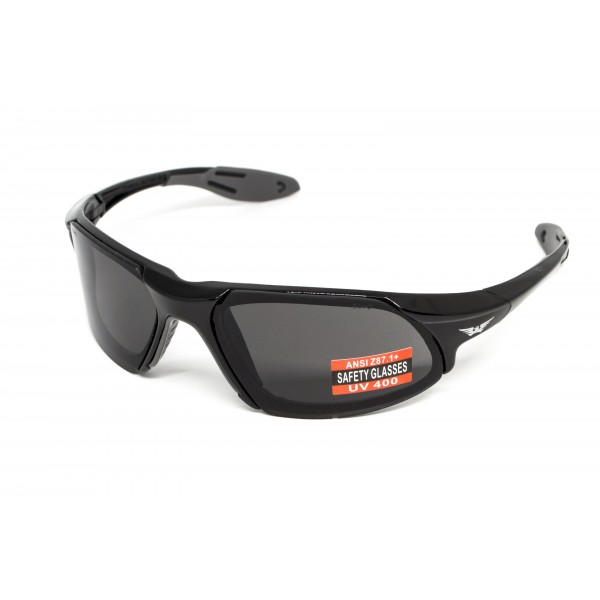 Очки защитные открытые Global Vision Code-8 (gray), серые в чёрной глянцевой оправе - 3587165 Очки защитные открытые Global Vision Code-8 (gray), серые в чёрной глянцевой оправе - 3587165