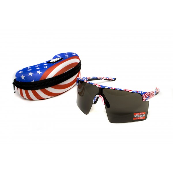 Окуляри захисні Global Vision Onyx USA Flag (gray), сірі в оправі прапор США - 3587208