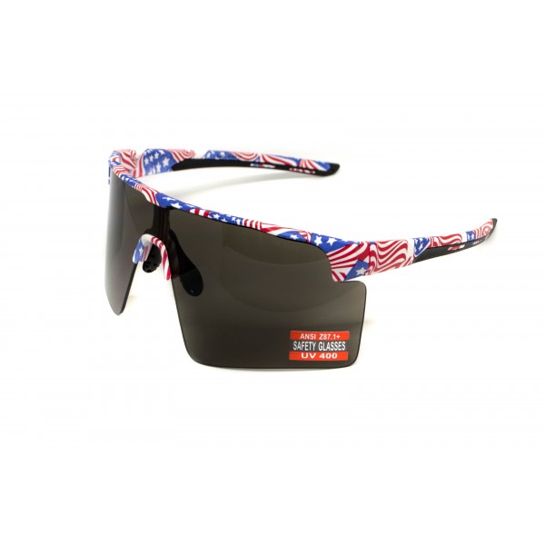 Окуляри захисні Global Vision Onyx USA Flag (gray), сірі в оправі прапор США - 3587208