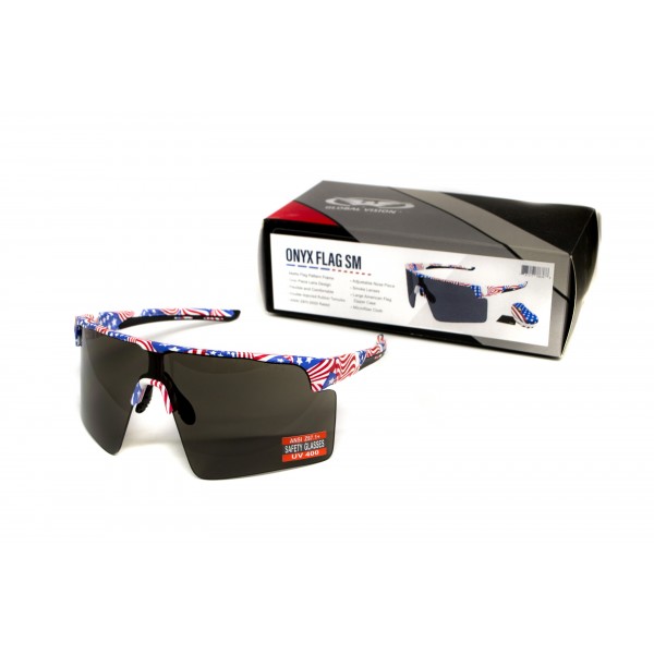 Окуляри захисні Global Vision Onyx USA Flag (gray), сірі в оправі прапор США - 3587208