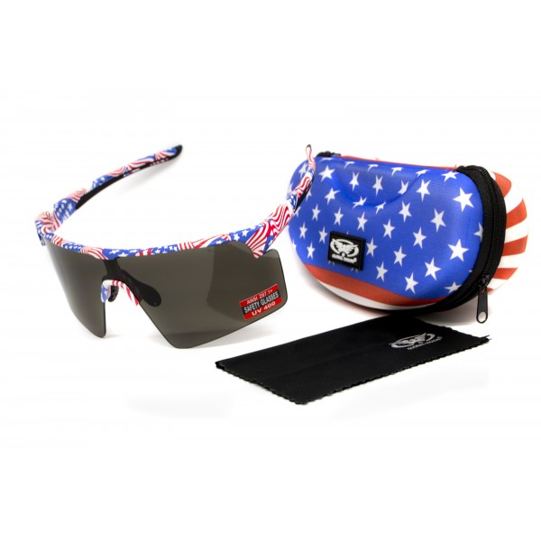 Окуляри захисні Global Vision Onyx USA Flag (gray), сірі в оправі прапор США - 3587208