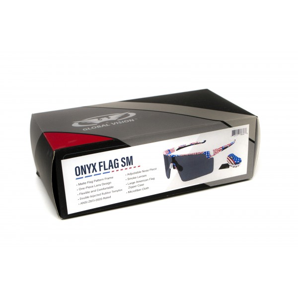 Окуляри захисні Global Vision Onyx USA Flag (gray), сірі в оправі прапор США - 3587208