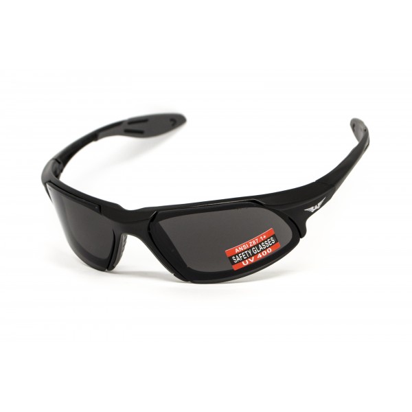 Очки защитные открытые Global Vision Code-8 (gray), серые в чёрной матовой оправе - 3573698