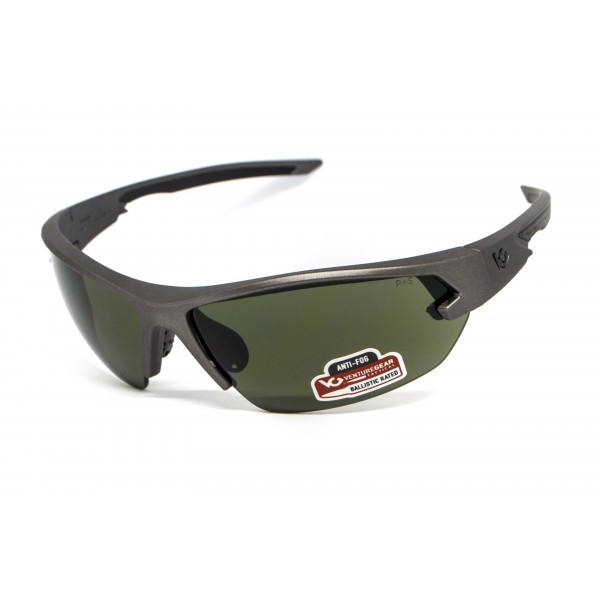 Защитные очки Venture Gear Tactical Semtex 2.0 Gun Metal (forest gray) Anti-Fog, чёрно-зелёные в оправе цвета "тёмный металлик" - 3573738