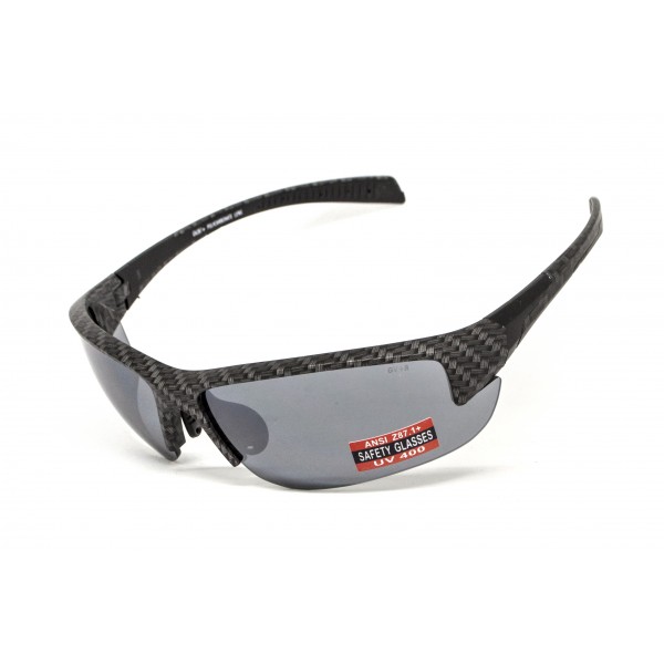 Окуляри захисні Global Vision Hercules-7 Carbon (flash mirror), дзеркальні сірі в графітовій оправі - 3587218