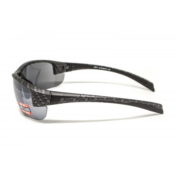 Окуляри захисні Global Vision Hercules-7 Carbon (flash mirror), дзеркальні сірі в графітовій оправі - 3587218