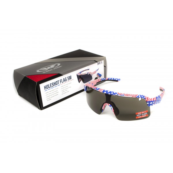 Окуляри захисні Global Vision Holeshot USA Flag (gray), сірі в оправі прапор США - 3587209 Окуляри захисні Global Vision Holeshot USA Flag (gray), сірі в оправі прапор США - 3587209