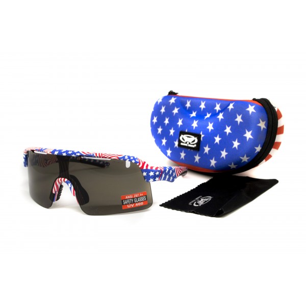 Окуляри захисні Global Vision Holeshot USA Flag (gray), сірі в оправі прапор США - 3587209 Окуляри захисні Global Vision Holeshot USA Flag (gray), сірі в оправі прапор США - 3587209