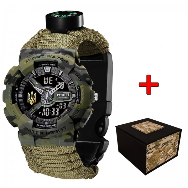 Patriot 005 Тризуб золото Camo Green Паракордовий ремінець Army Green + Коробка. - 1201-0428-30