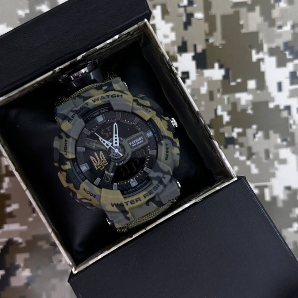 Patriot 005 Тризуб золото Camo Green Паракордовий ремінець Army Green + Коробка. - 1201-0428-30