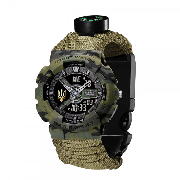 Patriot 005 Тризуб золото Camo Green Паракордовий ремінець Army Green + Коробка. - 1201-0428-30