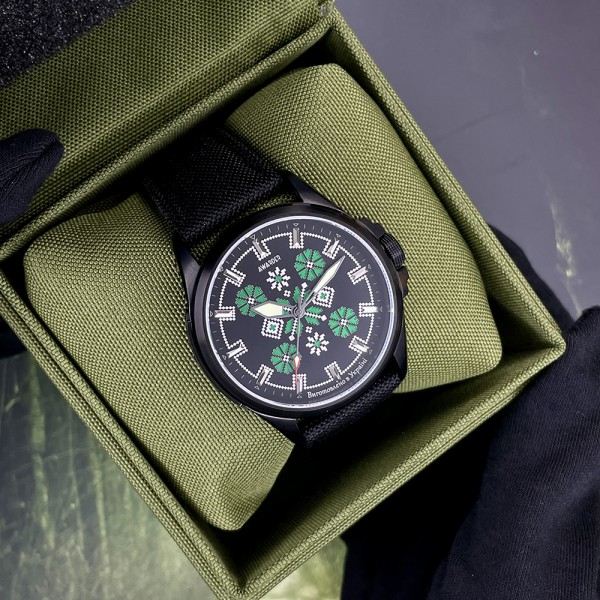 Awarder Embroidery Black-Green Black Battery 10ATM - 1202-0009-29