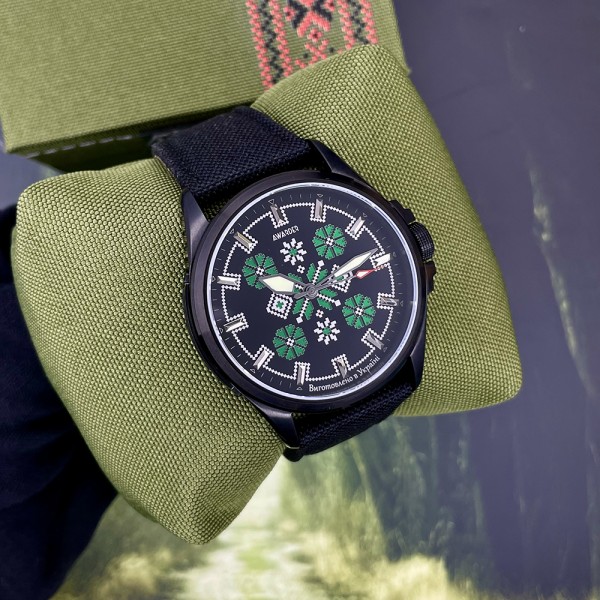 Awarder Embroidery Black-Green Black Battery 10ATM - 1202-0009-29