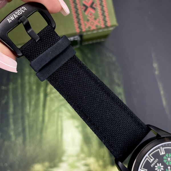 Awarder Embroidery Black-Green Black Battery 10ATM - 1202-0009-29