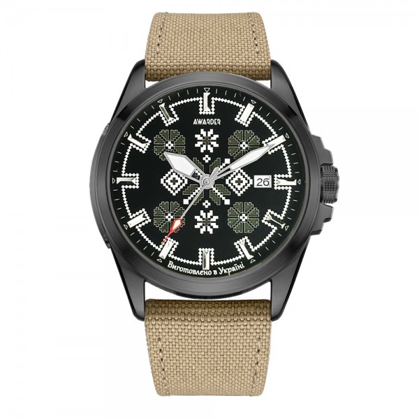 Awarder Embroidery Black-Army Green Khaki Automatic 10ATM - 1202-0036-29