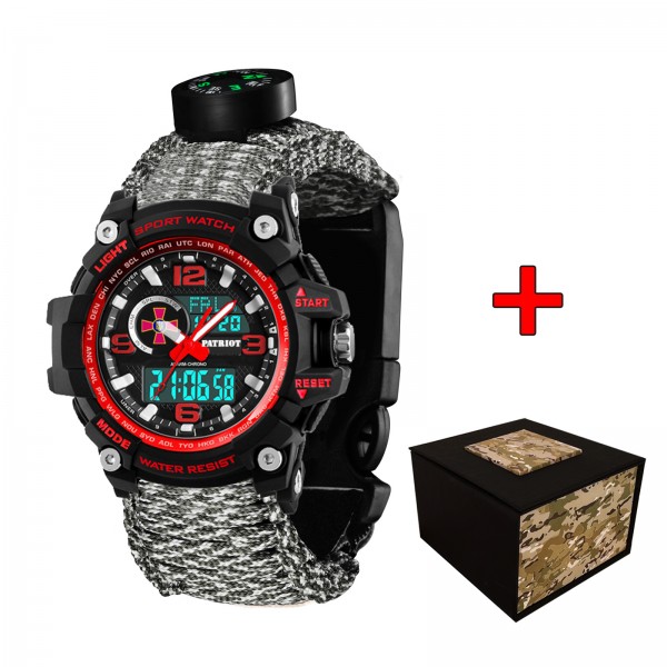 Patriot 012BKRDSU ЗСУ Чорні з червоним Паракордовий ремінець ACU + Коробка - 1201-0309-30