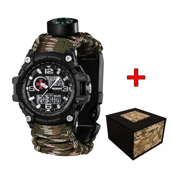 Patriot 012BKSU ЗСУ Чорні Паракордовий ремінець Camo Green + Коробка - 1201-0318-30