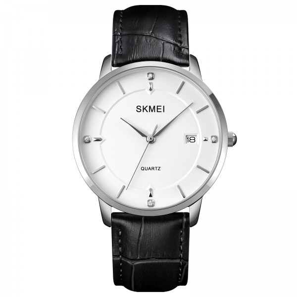 Skmei 1801LSIWT Silver-Black White Leather - 3590631