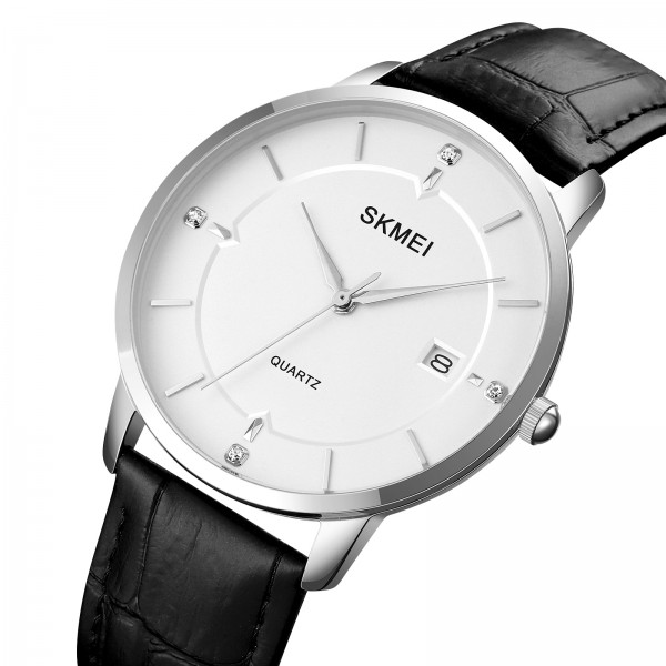 Skmei 1801LSIWT Silver-Black White Leather - 3590631