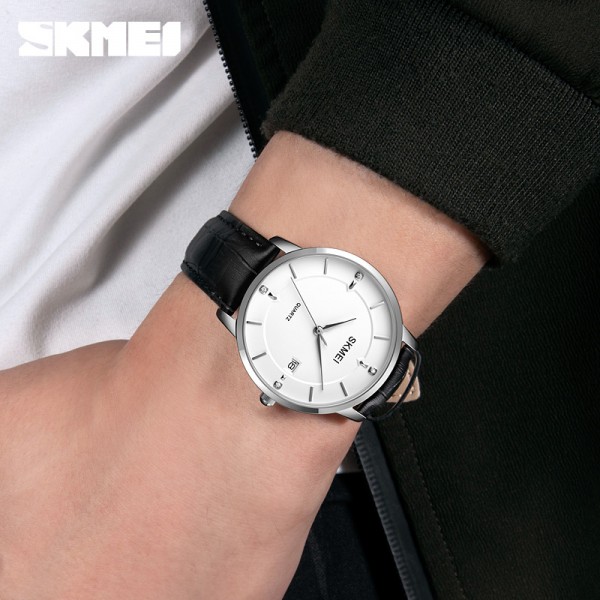 Skmei 1801LSIWT Silver-Black White Leather - 3590631