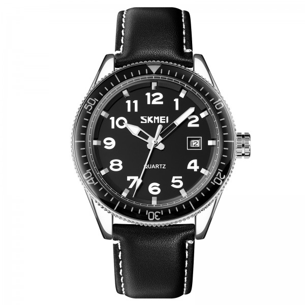 Skmei 9232LSIBK Silver-Black Leather - 3590661